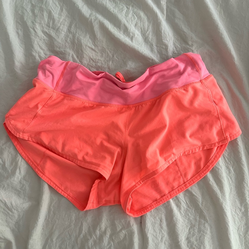 Neon pink Lululemon Speed up Shorts!